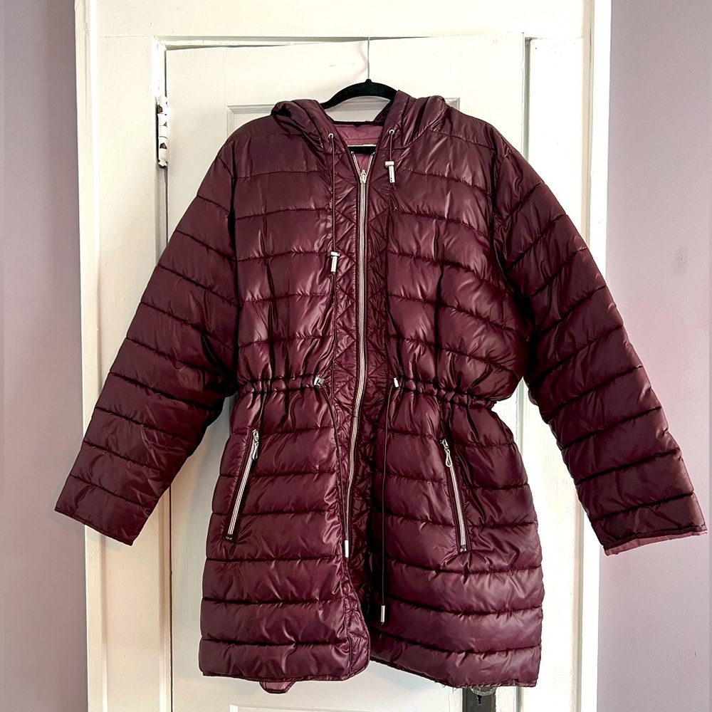 Kenneth Cole, Packable Anorak Puffer Coat, Burgundy